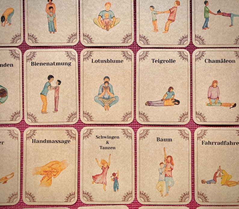 Familienyoga Kartenset, Kinderyoga, Thai Kinderyoga, Bewegungspädagogik, Entspannungspädagogik, Yogaspiele Bild 4