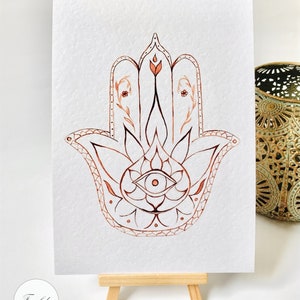 Wandbild Din A5 - Hand der Fatima - Schutzbild - Glücksbringer - Hamsa - Poster - Wanddeko - Chamsa - Klimaneutrale Produktion - Kunstdruck