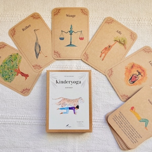 Children's yoga card set with animals, movement education, children's yoga asanas, relaxation education, yoga games