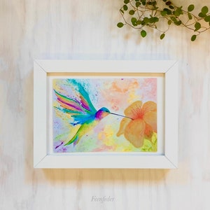 Kolibri Postkarte/Wandbild - Kunstdruck - Aquarell - Karte - Tropisch