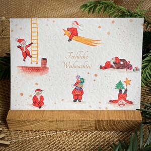 Postkarte, Weihnachtsmänner, Fröhliche Weihnachten, Grußkarte, Aquarell, Kunstdruck, Weihnachtspost