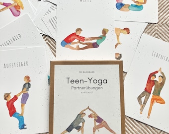 Partneroefeningen Tiener Yoga Kaartenset – 24 Kaarten voor Tieners – Yoga voor Tieners & Kinderen