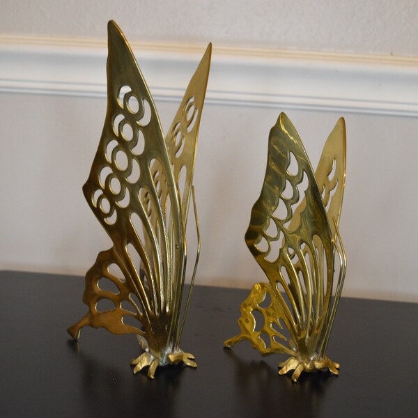 Vintage brass butterfly pair