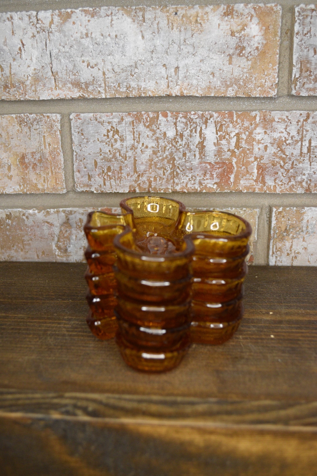 Indiana Glass Tiara Amber Clover Club Shamrock Ashtray Candy Nut Dish Set of 5 Etsy