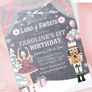TRY DEMO FIRST - Sugar Plum Fairy Nutcracker Winter Holiday Birthday Invitation  (Digital Download)