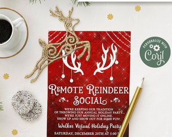 TRY DEMO FIRST - Virtual Online Holiday Christmas Party Invitation