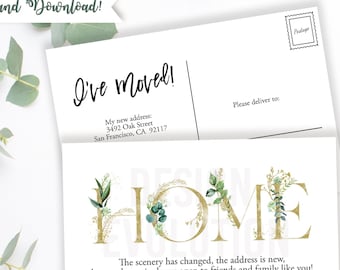 TRY DEMO FIRST - Home Alphabet Moved New Address Postcard