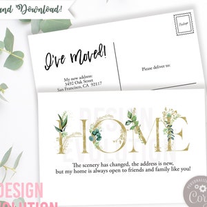 TRY DEMO FIRST - Home Alphabet Moved New Address Postcard