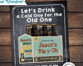 TRY THE DEMO - Beer Bottle Drinking Cheers and Beers Adult Birthday Brewery 30th 40th 50th 21st Male Men Birthday Sip Sip Hooray Invitation