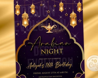Arabian Nights Invitation: Aladdin Lanterns, Sweet 16, Nikah (Digital Download)