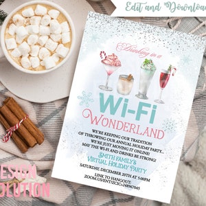 TRY DEMO FIRST - Virtual Online Holiday Christmas Cocktail Party Invitation