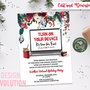 TRY DEMO FIRST - Virtual Online Holiday Christmas Birthday Corporate Party Invitation
