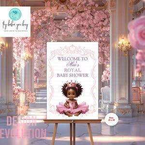 TRY DEMO FIRST - African American Princess Tutu Tiara Crown Gold Wings Once Upon a Time Baby Shower Birthday 1st Birthday Welcome Sign