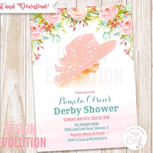 TRY DEMO FIRST - Derby Shower Day at the Races Big Hats Floral Off to the Altar Horse Races Kentucky Derby Brunch Bridal Derby Style