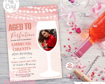 Aged to Perfection Wine Birthday Invitation (Digital Download)