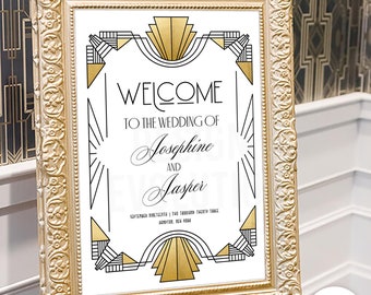 Art Deco Wedding Welcome Sign: 1920s Gatsby Gold (Digital Download)