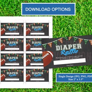 TRY DEMO FIRST - Football Sports Boy Baby Shower Chalkboard Invitation Diaper Raffle Ticket Insert Card