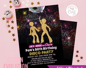Retro Disco Birthday Invitation: 1970s Studio 54 (Digital Download)