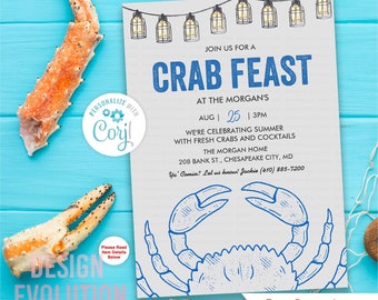 May include: A blue and white crab illustration with the text "Join us for a Crab Feast at the Morgan's Aug 25 | 3PM We're celebrating summer with fresh crabs and cocktails The Morgan Home 208 Bank St., Chesapeake City, MD Ya' Comin? Let us know! Jackie (410) 885-7200"