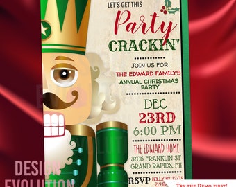 Nutcracker Christmas Party Invitation - Holiday Celebration (Digital Download)