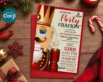 Nutcracker Christmas Party Invitation – Holiday Celebration (Digital Download)