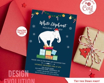 White Elephant Holiday Party Invitation (Digital Download)