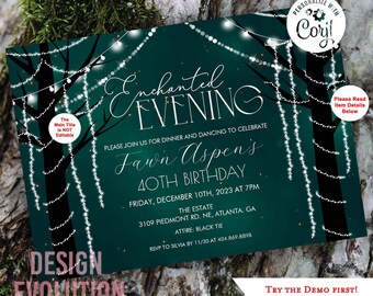 Enchanted Forest Lights Invitation: Rustic Fairytale Wedding (Digital Download)