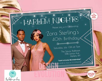 Harlem Nights Birthday Invitation: 1920s Jazz Age (Digital Download)