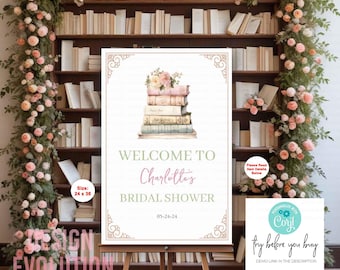 Book Themed Bridal Shower Welcome Sign Poster (Digital Download)