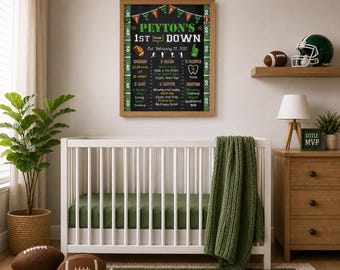Football 1st Birthday Poster: Milestone Sign, Sizes 16x20 & 11x14 (Digital Download)