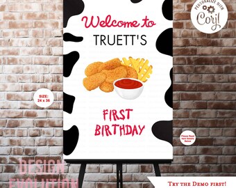 Chicken Nugget Birthday Welcome Sign: Fast Food Theme (Digital Download)