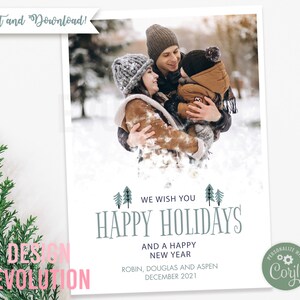 TRY DEMO FIRST - Holiday Christmas Winter Family Seasons Greetings Happy Holidays Greeting Card