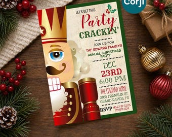 Nutcracker Christmas Party Invitation – Holiday Celebration (Digital Download)