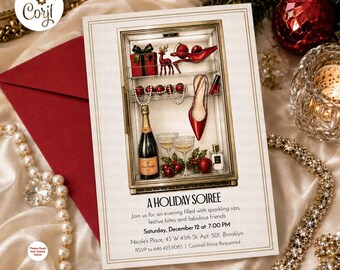 Holiday Cocktail Party Invitation Template | Luxury Christmas Invitation (Digital Download)
