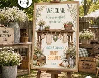 Locally Grown Baby Shower Welcome Sign | Rustic Farm Couples Shower Template (Digital Download)