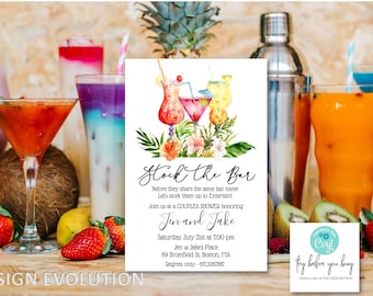 Tropical Cocktail Shower Invitation: Stock the Bar (Digital Download)