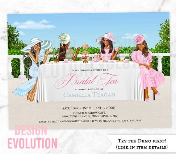 African American Bridal Tea Party Invitation (digital Download) - Etsy
