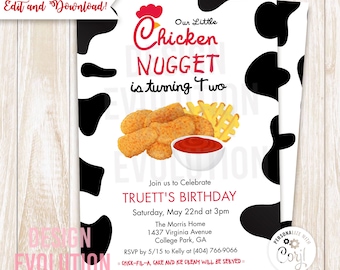 Chicken Nugget Birthday Invitation: Fast Food Theme (Digital Download)