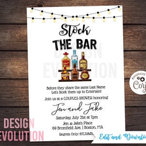Stock The Bar Invitation EDITABLE Engagement Party Couples Shower Wedding Shower Invite Instant Download 2027 Housewarming Party