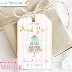 TRY DEMO FIRST - Love is Sweet Thank You Gift Tag Favor Tag - 2 x 3.25