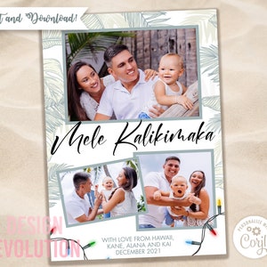 TRY THE DEMO - Mele Kalikimaka Christmas Photo Card Merry Christmas in Hawaiian Island Photo Collage Me ka hauoli makahiki hou Greeting Card