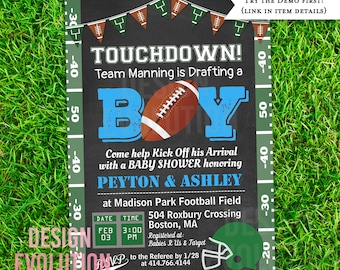 TRY DEMO FIRST - Football Sports Boy Baby Shower Chalkboard Invitation