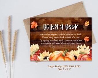 Fall Baby Shower Books for Baby Insert Card (Digital Download)