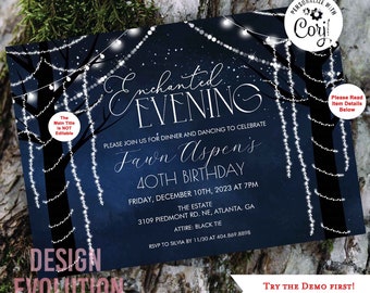 Enchanted Forest Birthday Invitation with Fairy Lights (Digital Download)