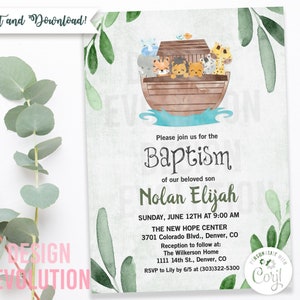 TRY DEMO FIRST - Noah&#39;s Ark Baptism Christening Sprinkling Baby Naming Sprinkling Immersion Religious
