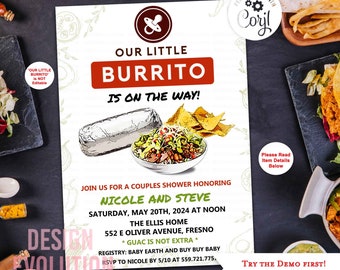 Burrito Baby Shower Invitation: Fiesta Theme (Digital Download)