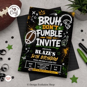 Bruh, Don't Fumble the Invite Chalk Birthday Invitation: Teen Tween Arcade Laser Tag (Digital Download)
