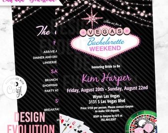 TRY DEMO FIRST - Vegas Bachelorette Weekend Getaway Lucky in Love Casino Destination Travel Invitation