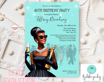 Little Black Dress Birthday Invitation: African American Theme (Digital Download)