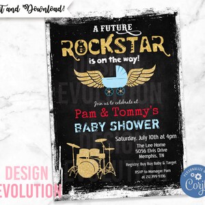 TRY DEMO FIRST - Born to Rock Rockstar Rock Star Rock n Roll Couples Shower Baby Shower Invitation
